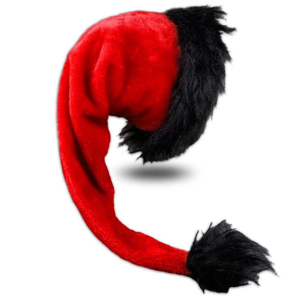 4806 Black Long Adult Santa Hat or , Plush Witch Hat Halloween Costumes